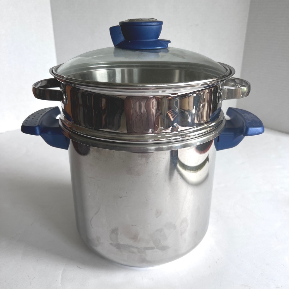 VTG T-Fal SEB Diffusal 7.5L Stainless Steel Steamer Stock Pot France 3 Pc Set